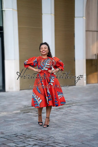 NEFERTITI RED FLARED DRESS Women’s Dress