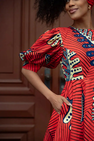 Nefertiti Red Flared Dress Dresses