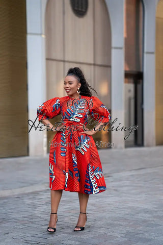 NEFERTITI RED FLARED DRESS Women’s Dress