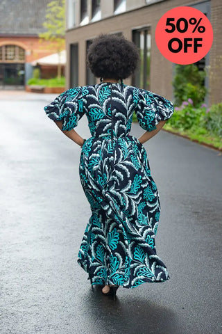 Nia Blue And Black Maxi Dress Dresses