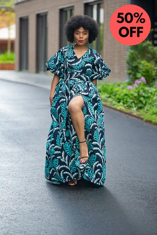 Nia Blue And Black Maxi Dress Dresses