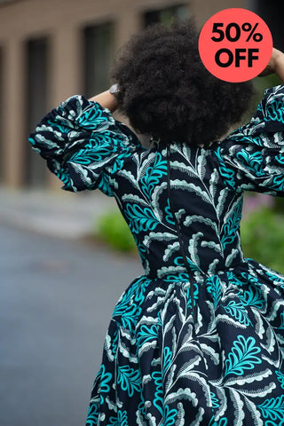 Nia Blue And Black Maxi Dress Dresses