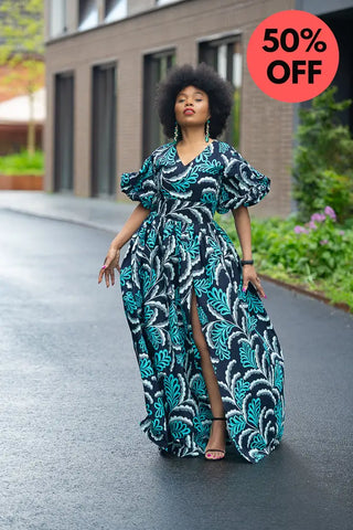 Nia Blue And Black Maxi Dress Dresses
