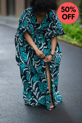 Nia Blue And Black Maxi Dress Dresses