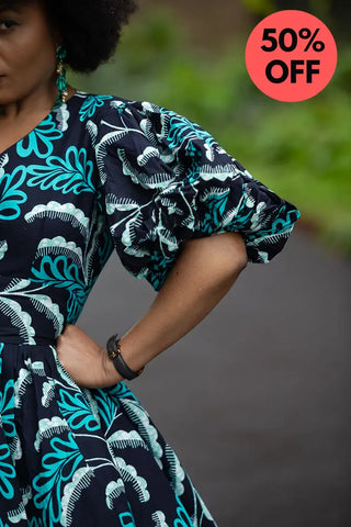 Nia Blue And Black Maxi Dress Dresses