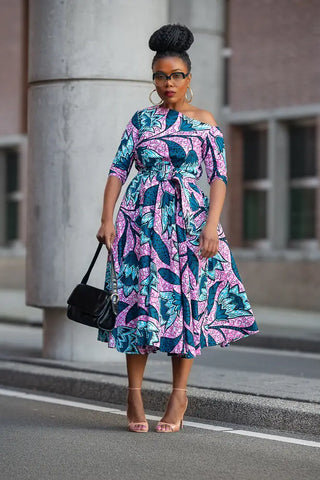 NNENNA PURPLE ASYMMETRIC DRESS