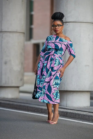 NNENNA PURPLE ASYMMETRIC DRESS