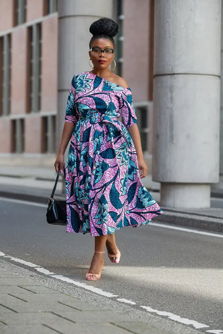 NNENNA PURPLE ASYMMETRIC DRESS