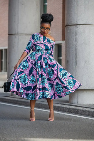 NNENNA PURPLE ASYMMETRIC DRESS