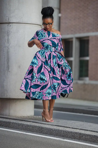 NNENNA PURPLE ASYMMETRIC DRESS