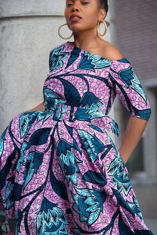 NNENNA PURPLE ASYMMETRIC DRESS