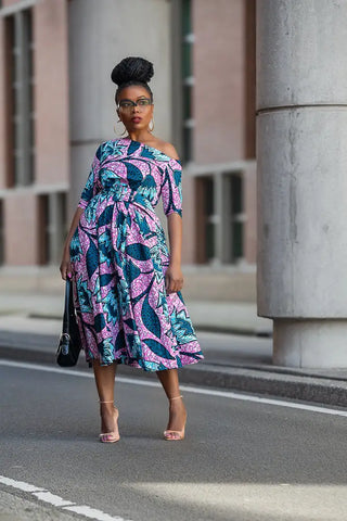 NNENNA PURPLE ASYMMETRIC DRESS