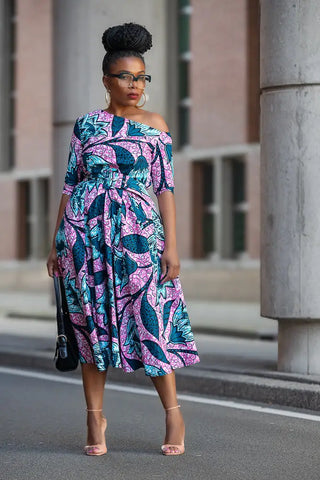 NNENNA PURPLE ASYMMETRIC DRESS