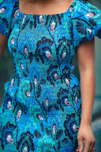 Nomfundo Blue Midi Smocked Dress