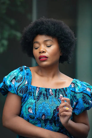 Nomfundo Blue Midi Smocked Dress