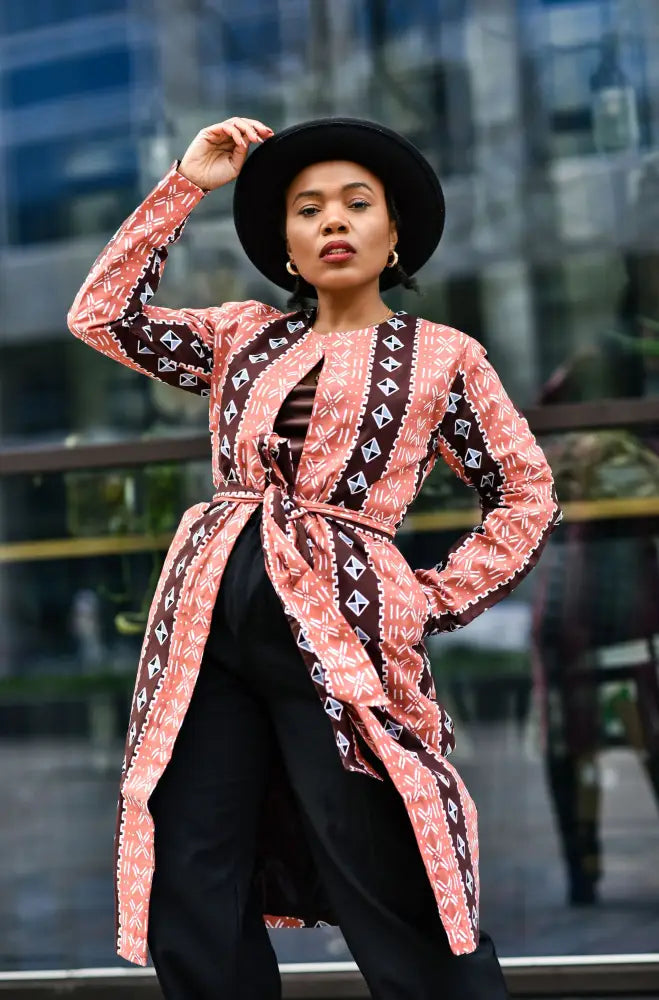 Oba Tribal Peach Jacket Dresses