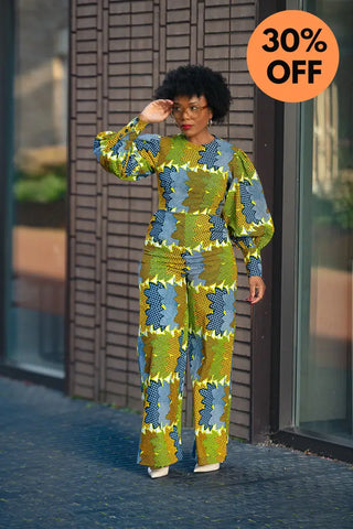 Olivia Lime And Blue Jumpsuit