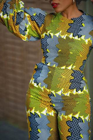 Olivia Lime And Blue Jumpsuit