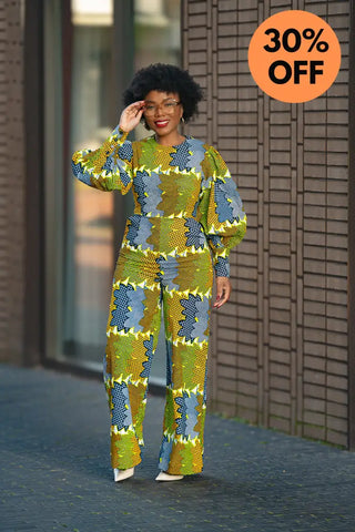 Olivia Lime And Blue Jumpsuit