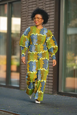 Olivia Lime And Blue Jumpsuit