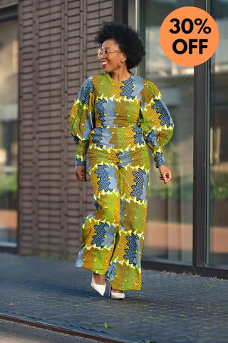 Olivia Lime And Blue Jumpsuit