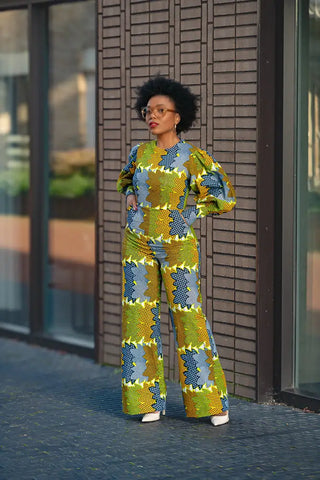 Olivia Lime And Blue Jumpsuit