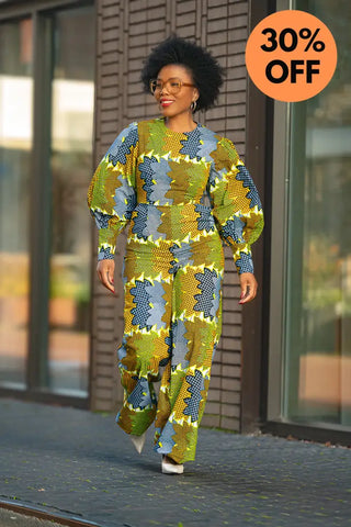 Olivia Lime And Blue Jumpsuit