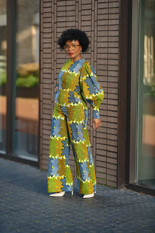 Olivia Lime And Blue Jumpsuit