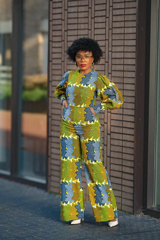 Olivia Lime And Blue Jumpsuit