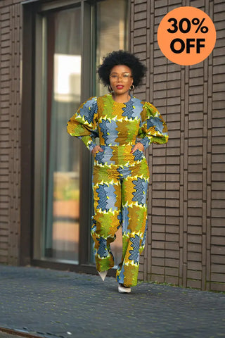 Olivia Lime And Blue Jumpsuit