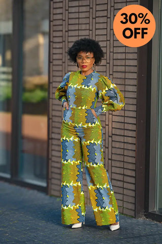 Olivia Lime And Blue Jumpsuit