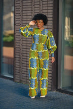 Olivia Lime And Blue Jumpsuit