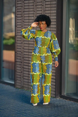 Olivia Lime And Blue Jumpsuit