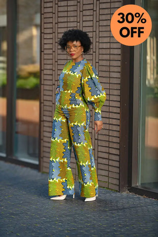 Olivia Lime And Blue Jumpsuit