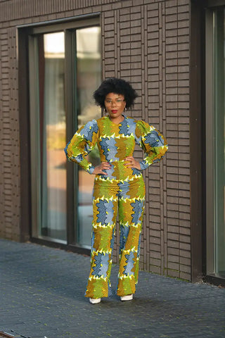 Olivia Lime And Blue Jumpsuit