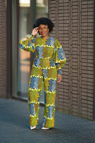 Olivia Lime And Blue Jumpsuit