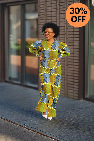 Olivia Lime And Blue Jumpsuit