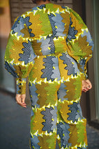Olivia Lime And Blue Jumpsuit