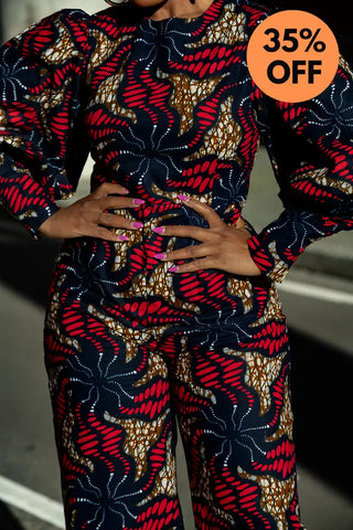 Olivia Navy Blue And Red Jumpsuit