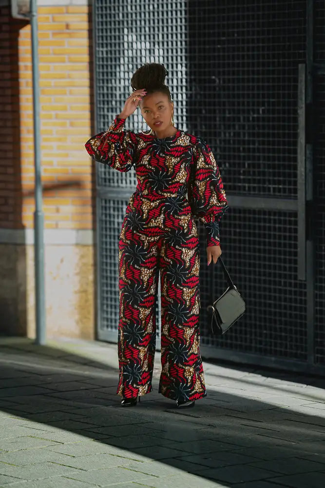 Olivia Navy Blue And Red Jumpsuit