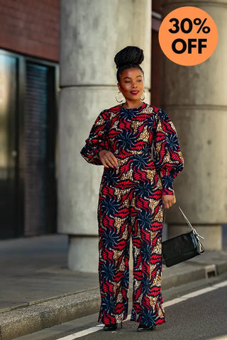 Olivia Navy Blue And Red Jumpsuit