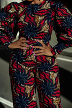 Olivia Navy Blue And Red Jumpsuit