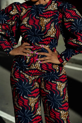 Olivia Navy Blue And Red Jumpsuit