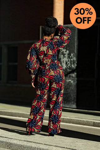 Olivia Navy Blue And Red Jumpsuit