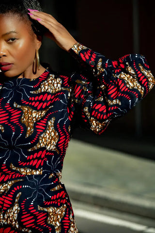 Olivia Navy Blue And Red Jumpsuit