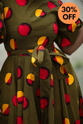 OLORI BROWN AND YELLOW DRESS Women’s Dress