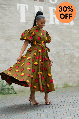 OLORI BROWN AND YELLOW DRESS Women’s Dress