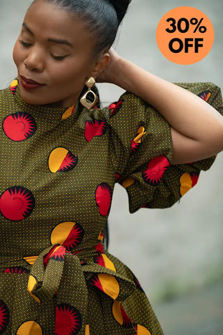 OLORI BROWN AND YELLOW DRESS Women’s Dress