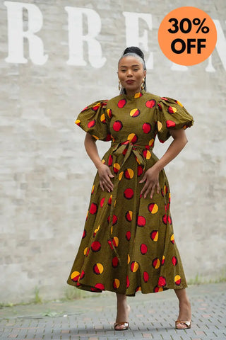 OLORI BROWN AND YELLOW DRESS Women’s Dress