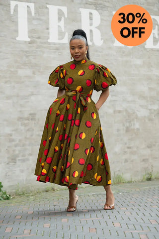 OLORI BROWN AND YELLOW DRESS Women’s Dress